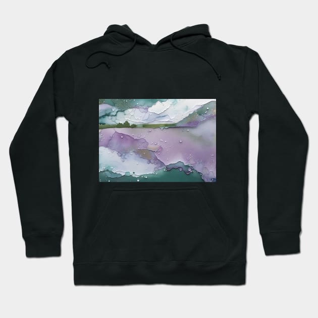 Green and Purple Abstract Landscape Hoodie by MyAbstractInk